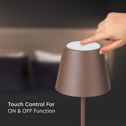 Світлодіодна регульована зарядна підлогова лампа 3 в 1 LED/4W/5V 4400 мАг 3000K IP54 коричнева