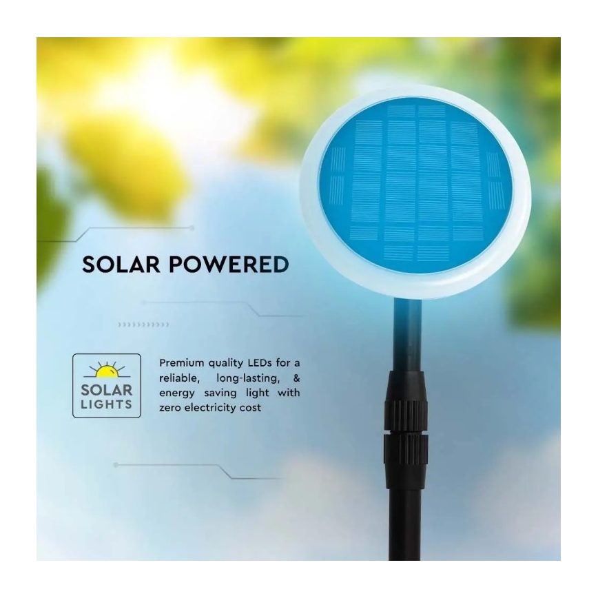 Світлодіодна регульована сонячна лампа GARDEN LED/8W/5V 60-129 см 4000K IP65 2000 мАг