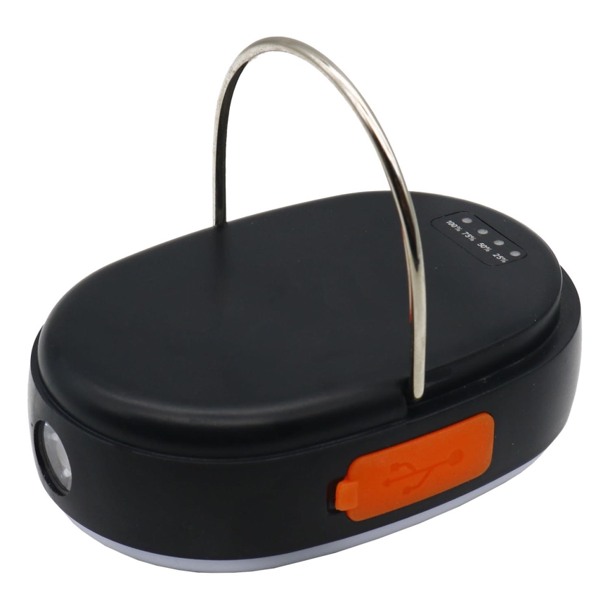 Світлодіодна регульована зарядна лампа з функцією павербанку K4 LED/1W/5V 3000-6500K IPX4 4000 mAh чорна