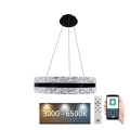 Світлодіодна регульована кришталева люстра на тросі LED/80W/230V 3000-6500K чорна + дистанційне керування