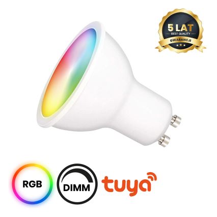Світлодіодна RGB лампочка з регулюванням яскравості GU10/5W/230V 2700-6500K Wi-Fi Tuya
