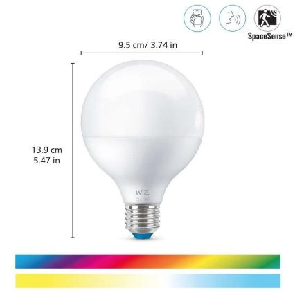 Світлодіодна RGB лампочка з регулюванням яскравості G95 E27/11W/230V 2200-6500K Wi-Fi - WiZ