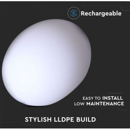 Світлодіодний RGB регульований вуличний світильник LED/1W/5V 1000 мАг 20 см IP67 + дистанційне керування