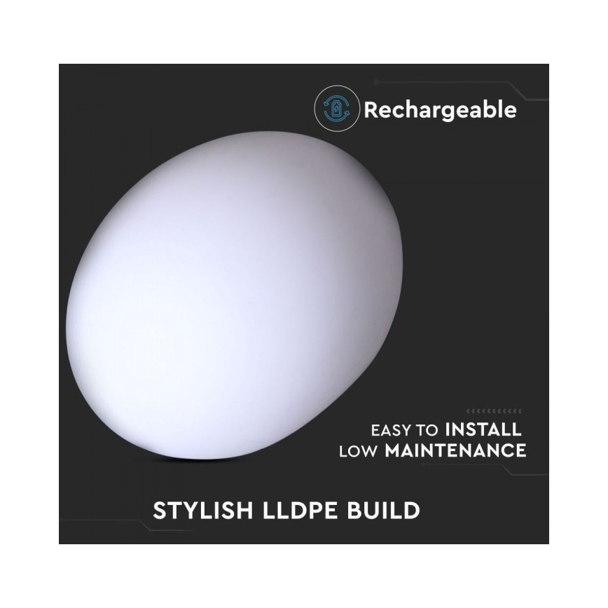 Світлодіодний RGB регульований вуличний світильник LED/1W/5V 1000 мАг 20 см IP67 + дистанційне керування