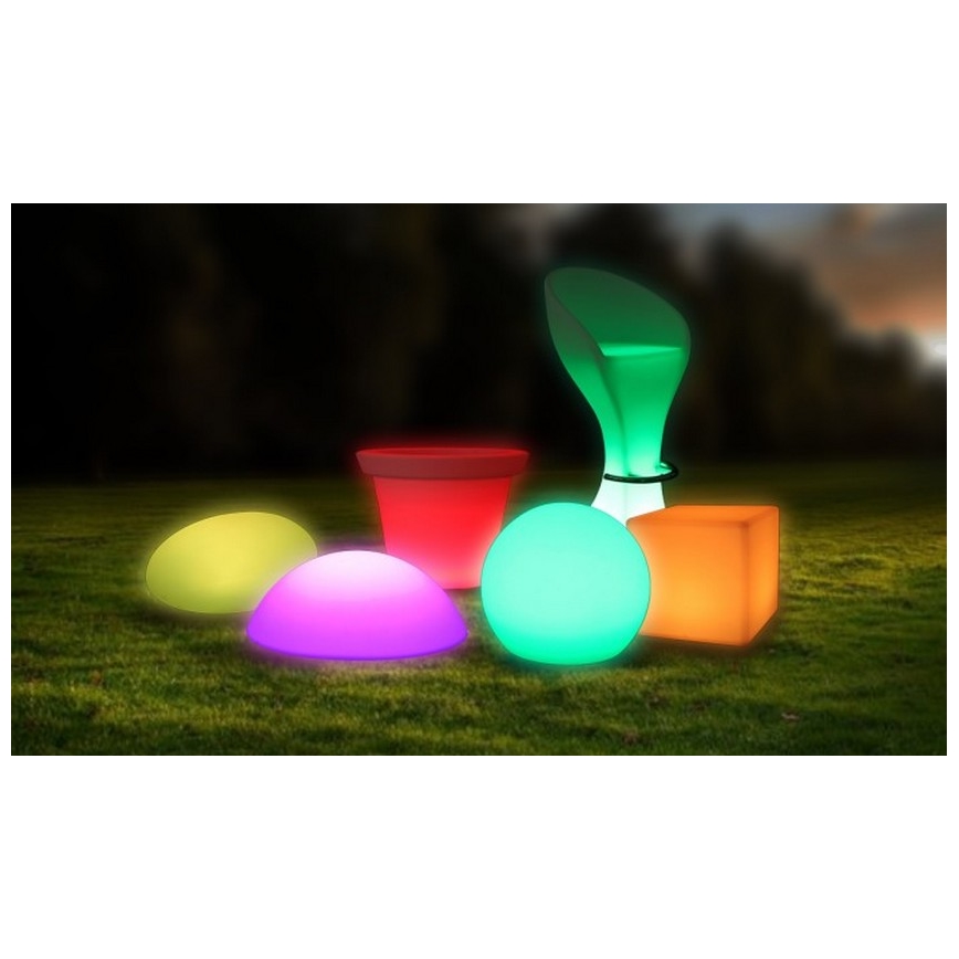 Світлодіодний RGB регульований вуличний світильник LED/1W/5V 1000 мАг 20 см IP67 + дистанційне керування