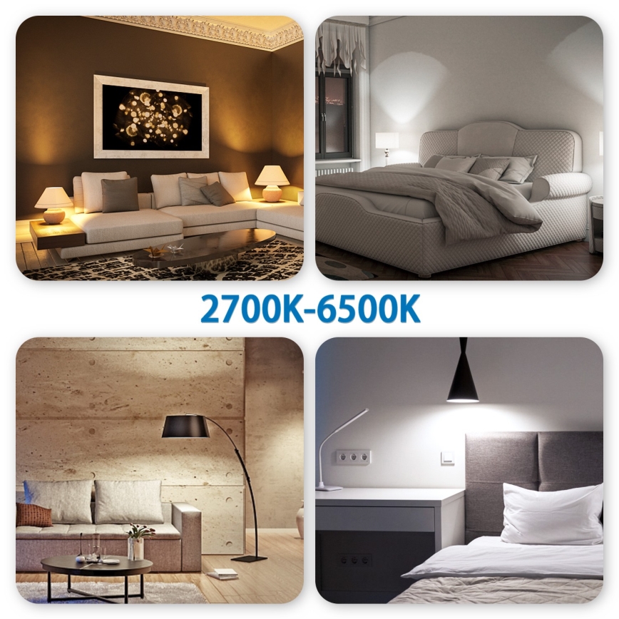 Світлодіодна RGBW лампочка з регулюванням яскравості GU10/6,5W/230V 2700-6500K Wi-Fi - Aigostar