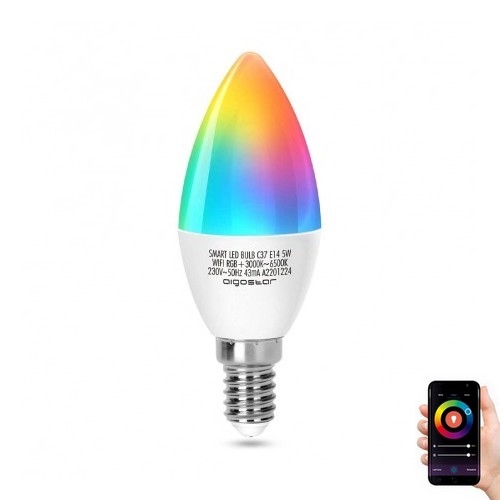 Світлодіодна RGBW лампочка з регулюванням яскравості C37 E14/5W/230V 3000-6500K Wi-Fi - Aigostar