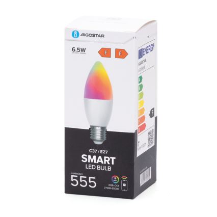 Світлодіодна RGBW лампочка з регулюванням яскравості C37 E27/6,5W/230V 2700-6500K Wi-Fi - Aigostar