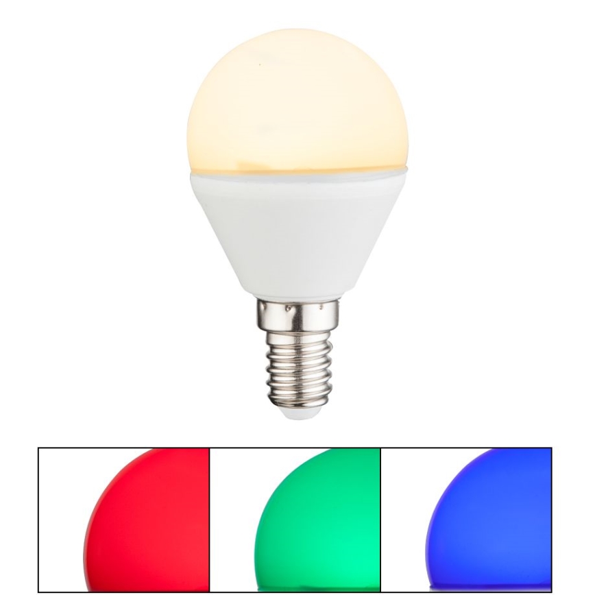 Світлодіодна RGBW лампочка з регулюванням яскравості E14/4,9W/230V 2700K + пульт дистанційного керування - Globo