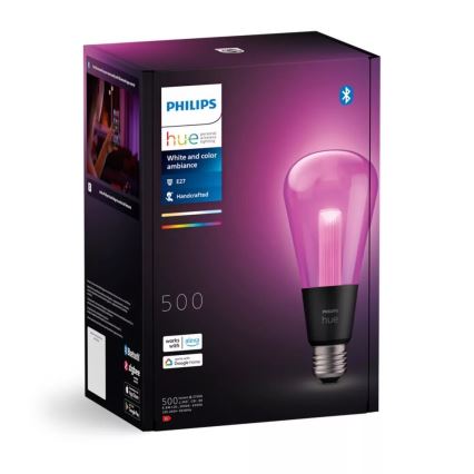 Світлодіодна RGBW лампочка з регулюванням яскравості Philips Hue White And Color Ambiance E27/6,8W/230V 2000-6500K