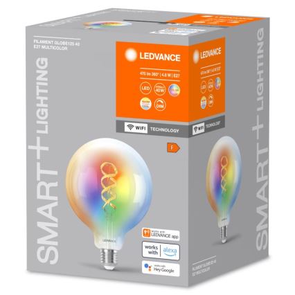 Світлодіодна RGBW лампочка з регулюванням яскравості SMART+ FILAMENT E27/4,8W/230V 2700-6500K Wi-Fi - Ledvance