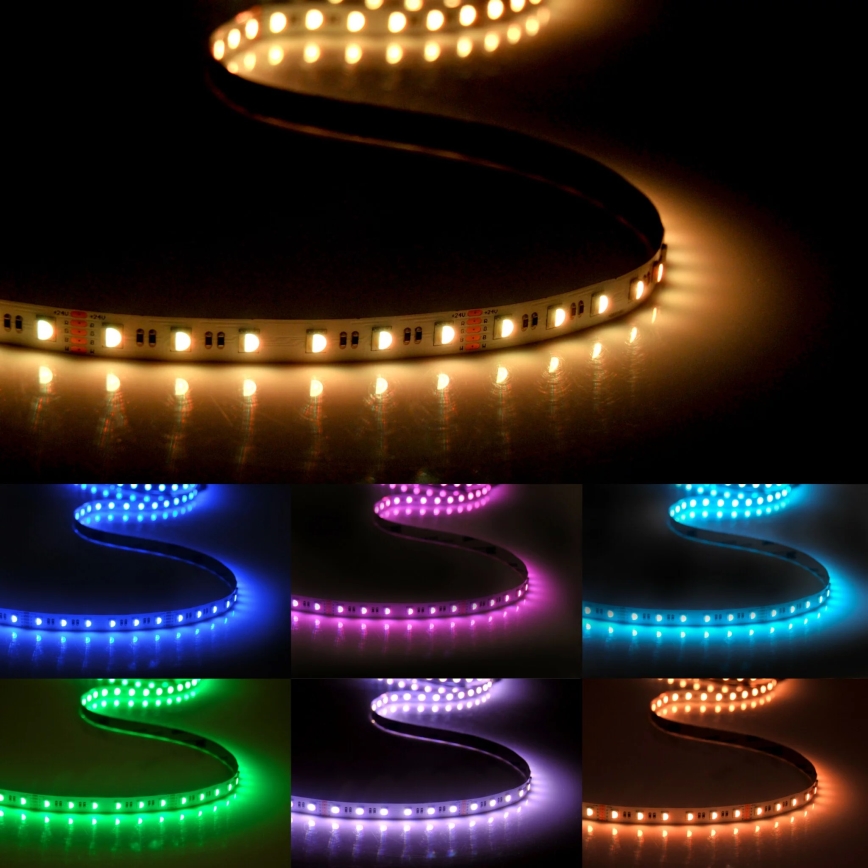 Світлодіодна RGBW стрічка з регулюванням яскравості 3 м LED/22 Вт/24/230 В + дистанційне керування