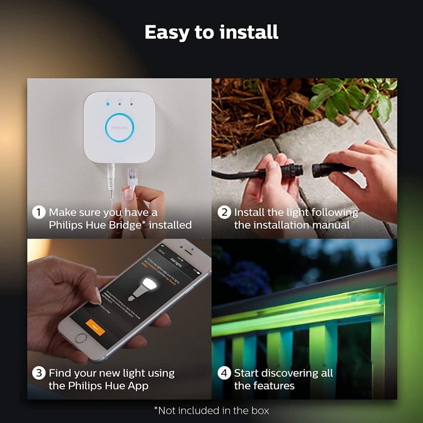 Світлодіодна RGBW стрічка з регулюванням яскравості Philips Hue LED/40W 5м IP67