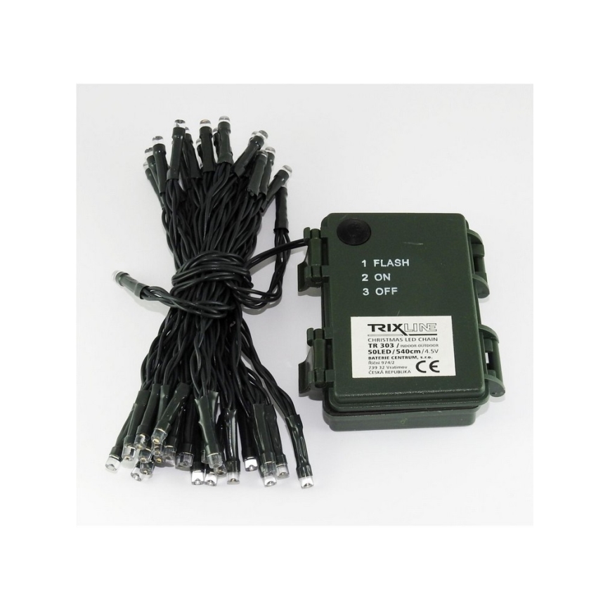 Світлодіодна різдвяна гірлянда вулична 5,4 m 50xLED/3xAA 2700 K IP44