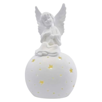 Світлодіодна різдвяна прикраса, 0,4 Вт, 2xAA, керамічний янгол