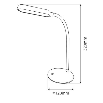 Світлодіодна регульована сенсорна гнучка настільна лампа LED/6W/5V USB 1200 мАг біла