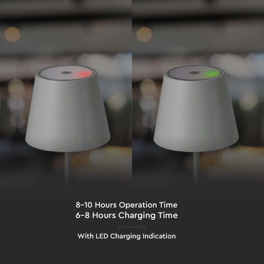 Світлодіодна регульована сенсорна настільна лампа, акумуляторна, LED/3W/5V, 4000 мАг, 3000K, срібляста