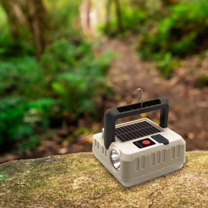 Світлодіодна регульована за яскравістю акумуляторна сонячна лампа з функцією павербанку LED/1W/5,5V 8000K IPX4 1200 мАг сірого кольору