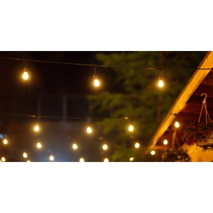 Світлодіодна регульована сонячна вулична гірлянда PARTY 10xE27/3,7V 1800 мАг 10 м IP44 + дистанційне керування