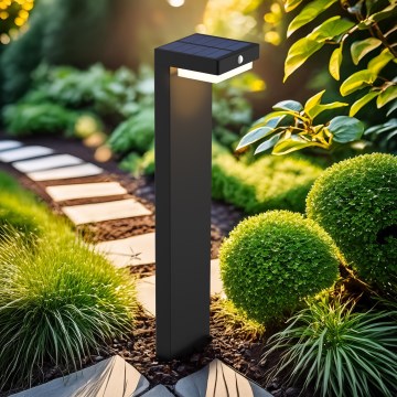 Світлодіодна сонячна лампа з датчиком руху та сутінків PALERMO LED/5W/5V 2000 mAh IP54 чорна