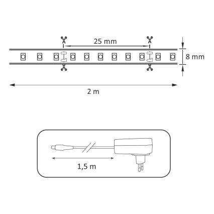 Світлодіодна стрічка 2м LED/18W/12V 4000K