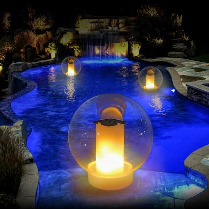 Світлодіодна водостійка лампа на сонячній батареї LED/900mAh IP68 білий