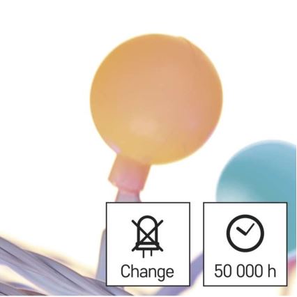 Світлодіодна вулична гірлянда, 40 світлодіодів / 9 м, IP44, багатоколірна