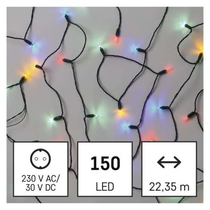 Світлодіодна вулична різдвяна гірлянда 150xLED/27,35 м IP44 кольоровий