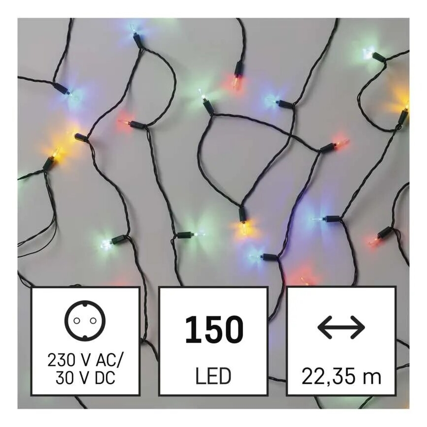 Світлодіодна вулична різдвяна гірлянда 150xLED/27,35 м IP44 кольоровий