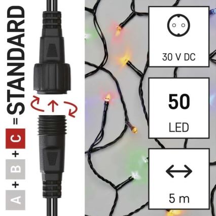 Світлодіодна вулична різдвяна гірлянда 50xLED/5 м IP44 кольоровий
