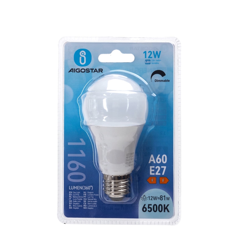 Світлодіодна затемнювана лампа A60 E27/12W/230V 6500K - Aigostar