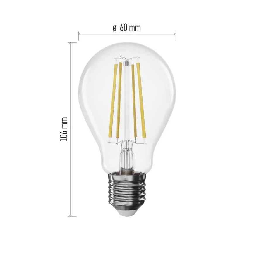 Світлодіодна затемнювана лампа FILAMENT A60 E27/7,5 Вт/230 В 4000 К