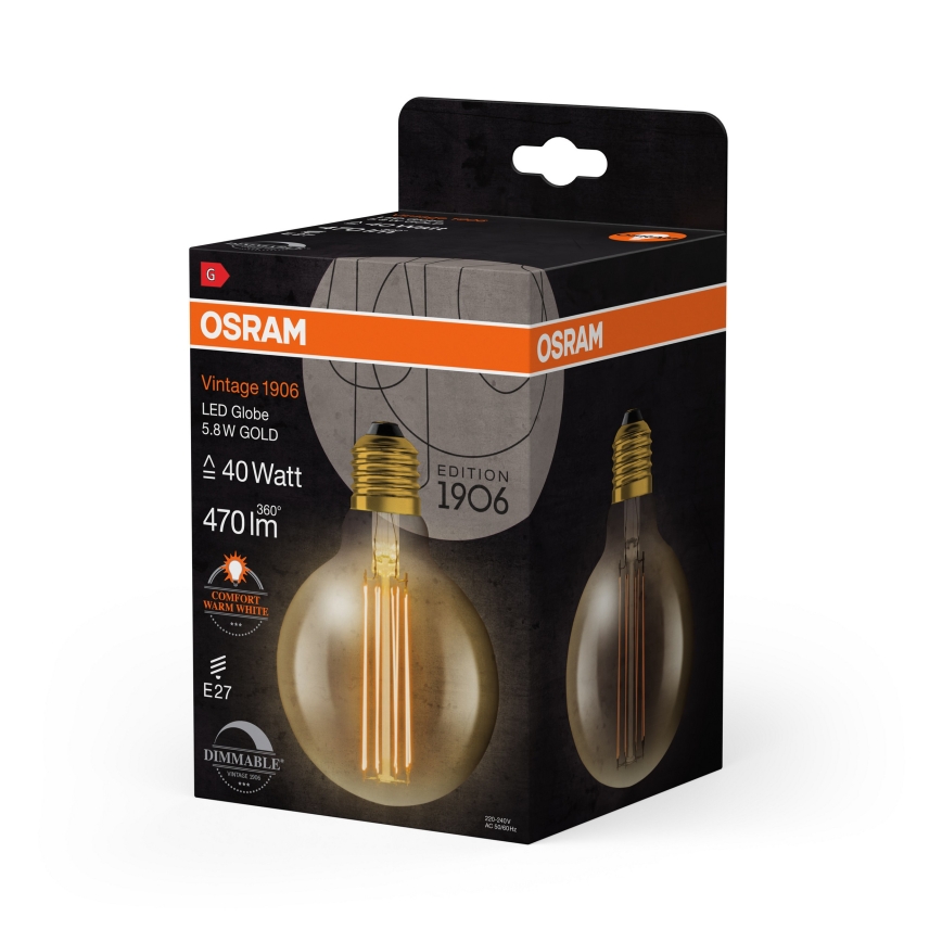 Світлодіодна затемнювана лампа VINTAGE FILAMENT E27/5,8W/230V 2200K - Osram