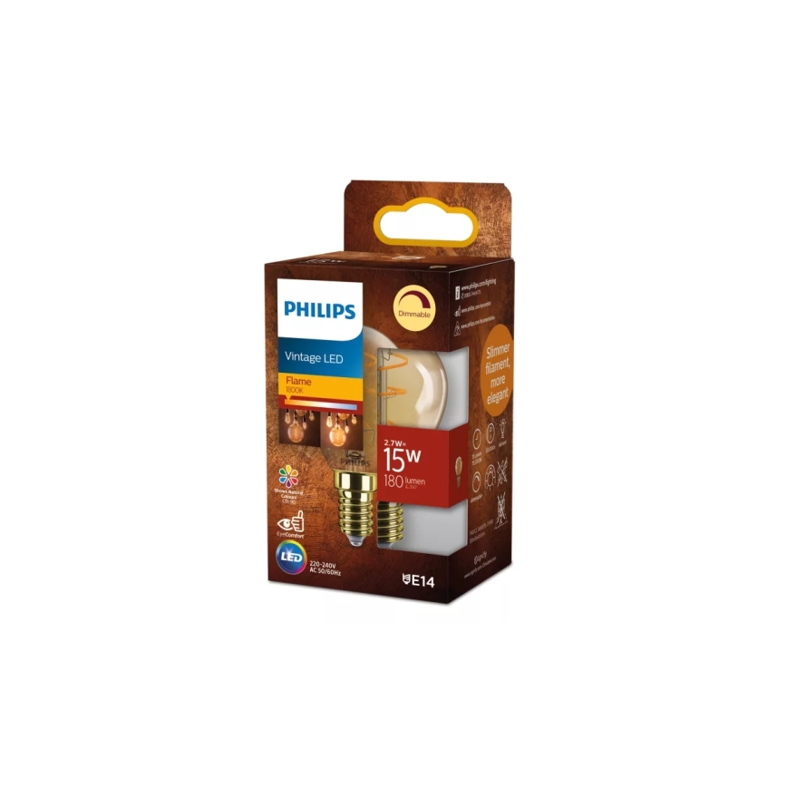 Світлодіодна затемнювана лампа VINTAGE Philips P45 E14/2,7W/230V 1800K