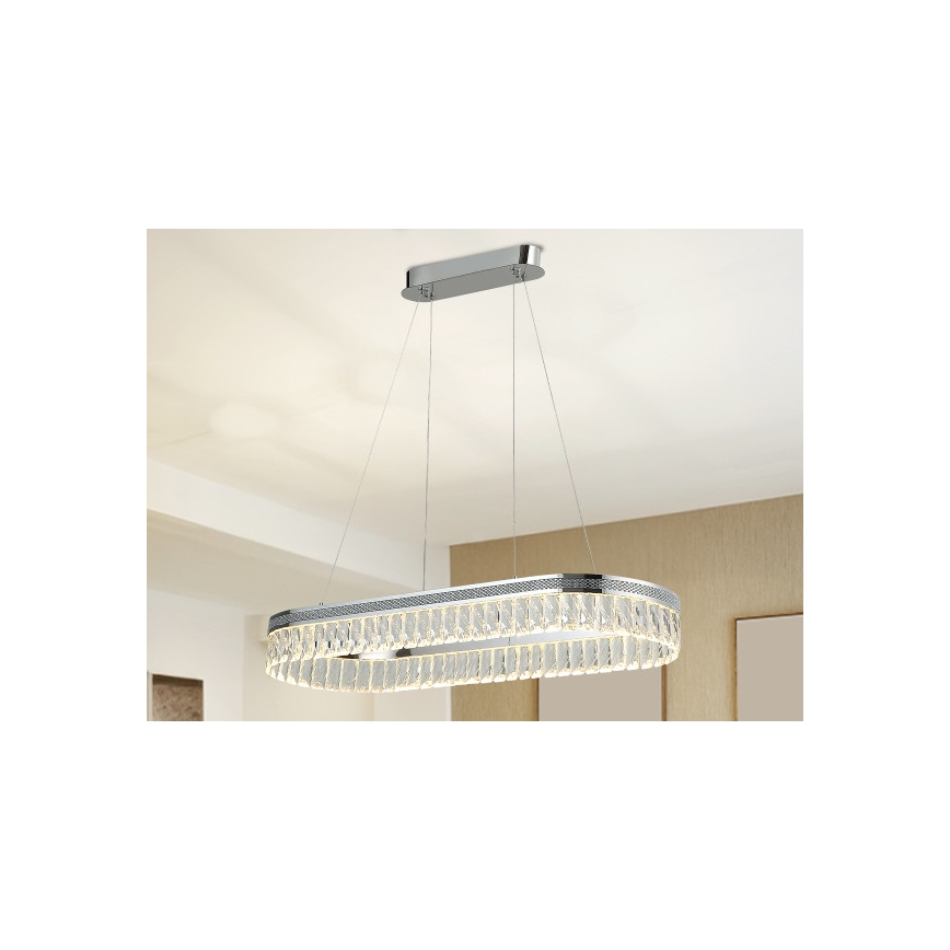 Кришталева LED-люстра THALIA на тросі, з регулюванням яскравості, LED/50W/230V 3000-6000K + пульт дистанційного керування