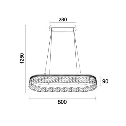 Кришталева LED-люстра THALIA на тросі, з регулюванням яскравості, LED/50W/230V 3000-6000K + пульт дистанційного керування