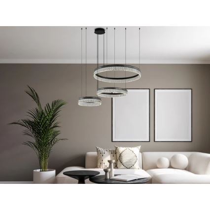 Регульована LED кришталева люстра на тросі THALIA LED/120W/230V 3000-6000K + пульт дистанційного керування