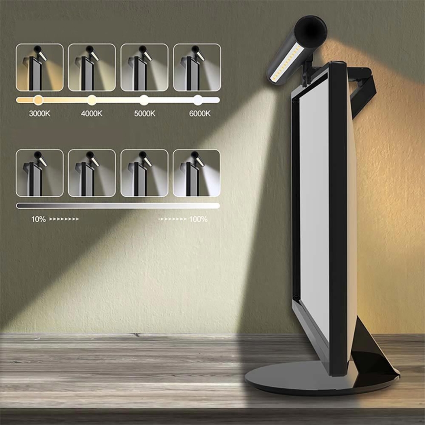 Світлодіодне димоване сенсорне підсвічування монітора LED/5W/5V 3000/4000/5000/6000K 42 см чорне