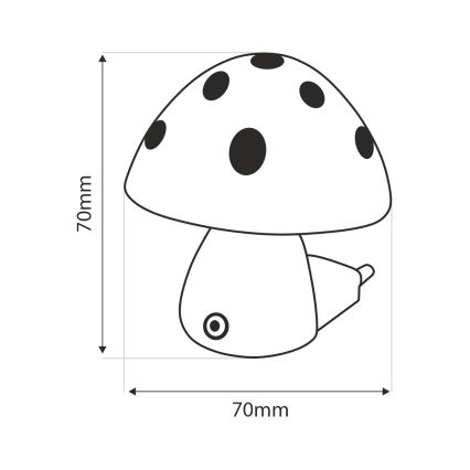 Світлодіодне дитяче нічне світло з датчиком освітленості LED/0,5W/230V мухомор