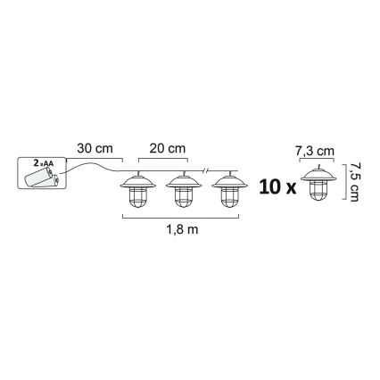 Світлодіодне вуличне декоративне освітлення LOFT 10xLED/2xAA