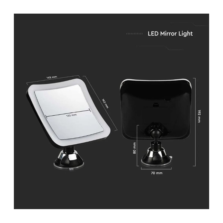 Світлодіодне косметичне дзеркало LED/3,2W/4,5V 3xAA IP44