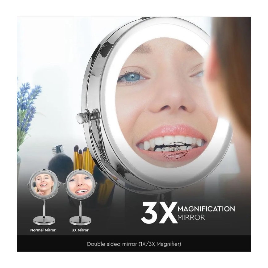 Світлодіодне косметичне дзеркало LED/3W/6V 4xAA IP44