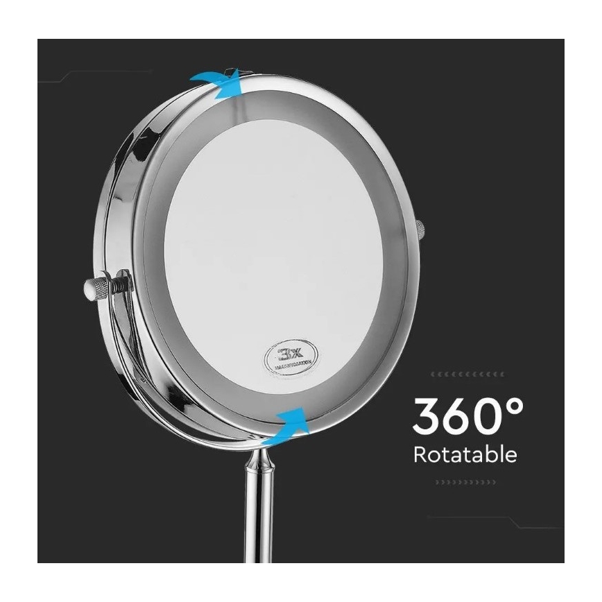 Світлодіодне косметичне дзеркало LED/3W/6V 4xAA IP44