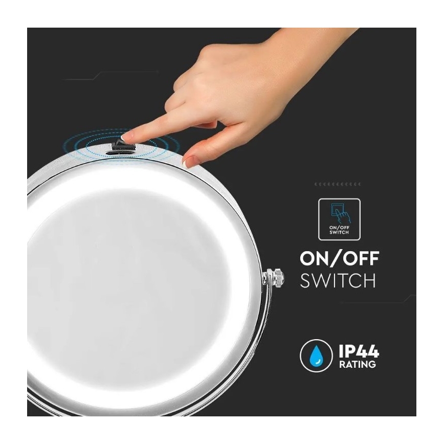 Світлодіодне косметичне дзеркало LED/3W/6V 4xAA IP44