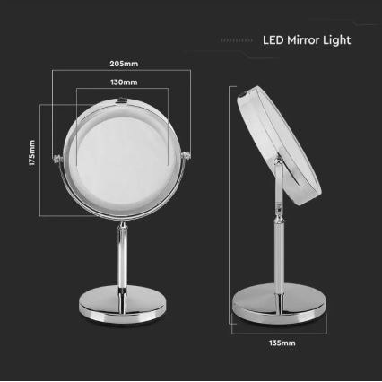 Світлодіодне косметичне дзеркало LED/3W/6V 4xAA IP44