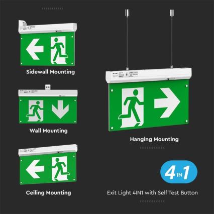 Світлодіодний аварійний світильник EMERGENCY EXIT LED/2,5W/230V 4в1 6000K