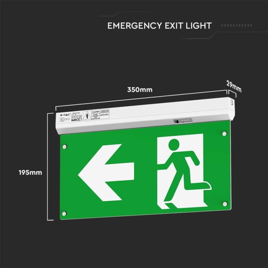 Світлодіодний аварійний світильник EMERGENCY EXIT LED/2,5W/230V 4в1 6000K