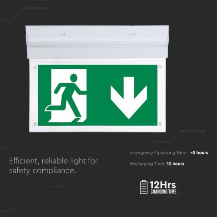 Світлодіодний аварійний світильник EMERGENCY EXIT SAMSUNG CHIP LED/2W/230V 6000K