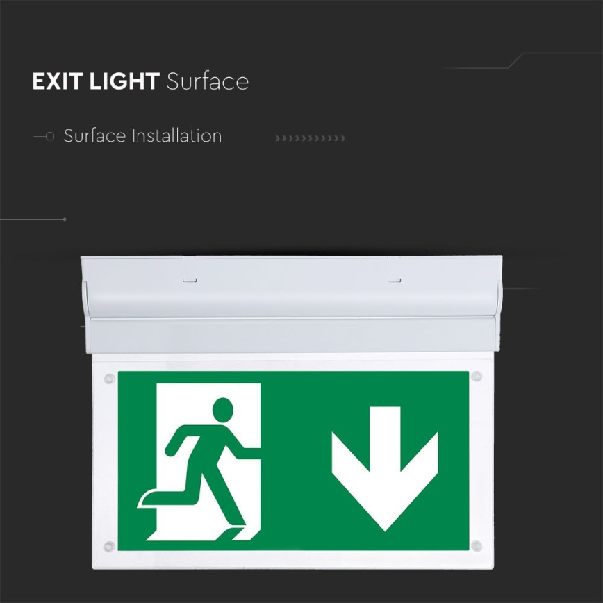 Світлодіодний аварійний світильник EMERGENCY EXIT SAMSUNG CHIP LED/2W/230V 6000K