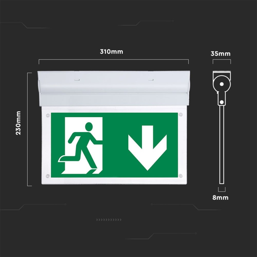 Світлодіодний аварійний світильник EMERGENCY EXIT SAMSUNG CHIP LED/2W/230V 6000K